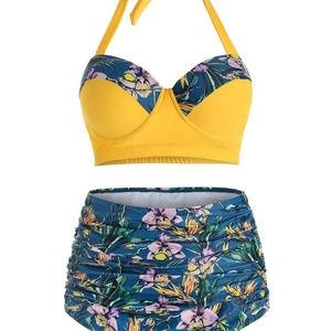 Never used - Floral Print Halter Bikini Swimsuit